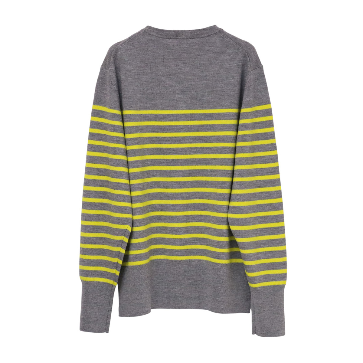 ウール混クルーネックボーダーニット 17×23 グレー×イエロー【Fleur de