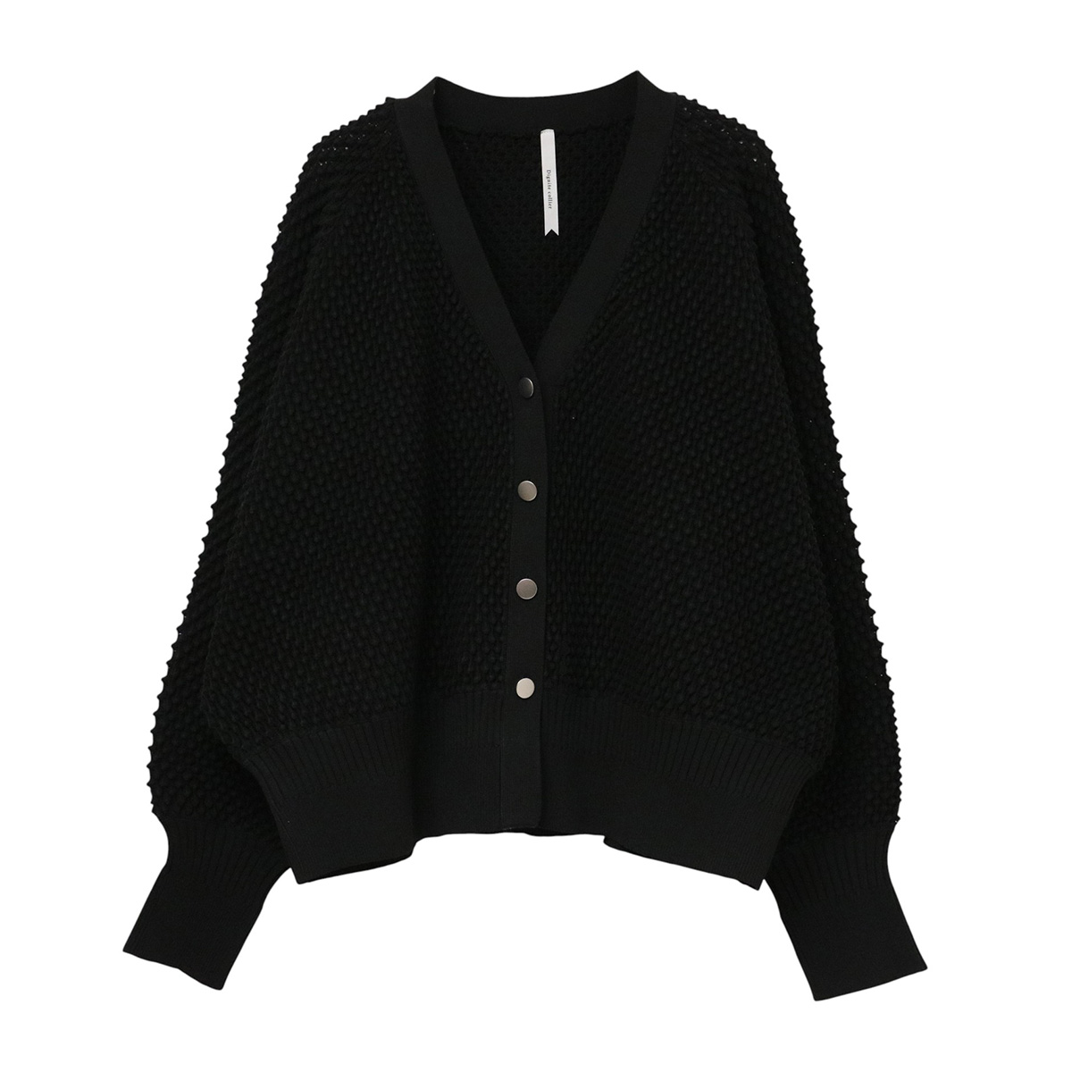 ワッフルシアーニットカーディガン 05 ブラック系ボーダー【Dignite