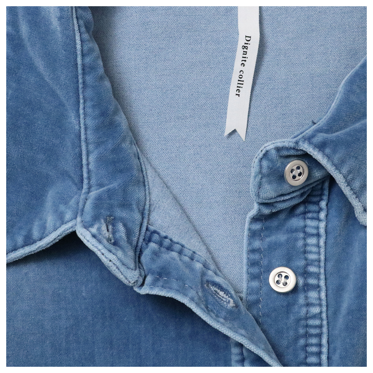 別珍デニムシャツ 73 サックス【Dignite collier(ディニテコリエ