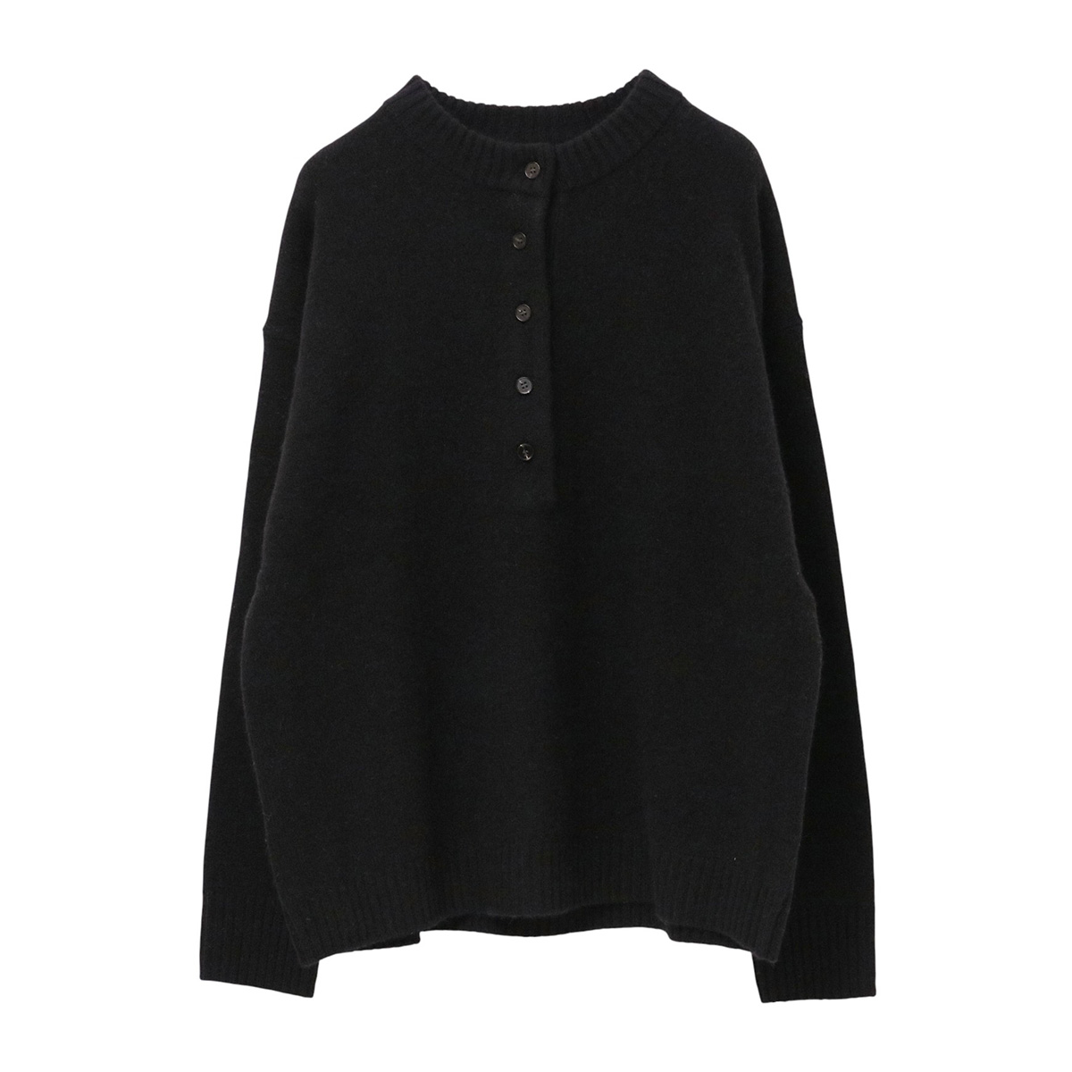 ウォッシャブルウールフロントボタンニット 04 ブラック【Dignite