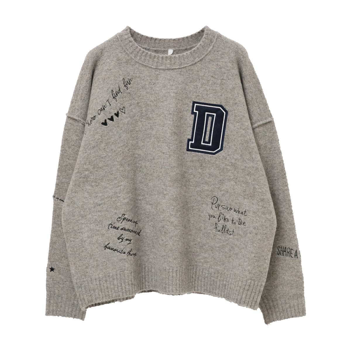 刺繍ニットカーディガン 01 グレー【Dignite collier(ディニテコリエ